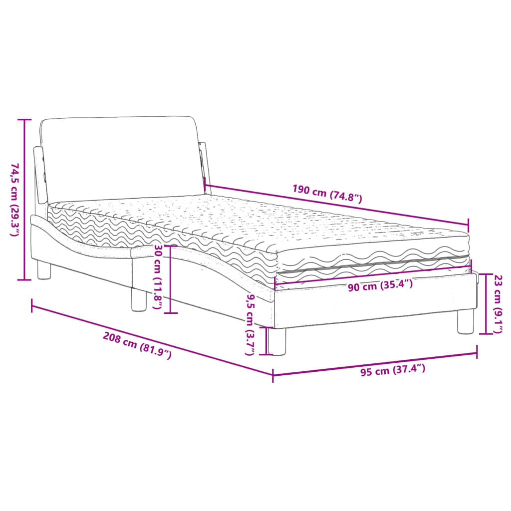 Bed met matras stof donkerbruin 90x190 cm Bedden & bedframes | Creëer jouw Trendy Thuis | Gratis bezorgd & Retour | Trendy.nl