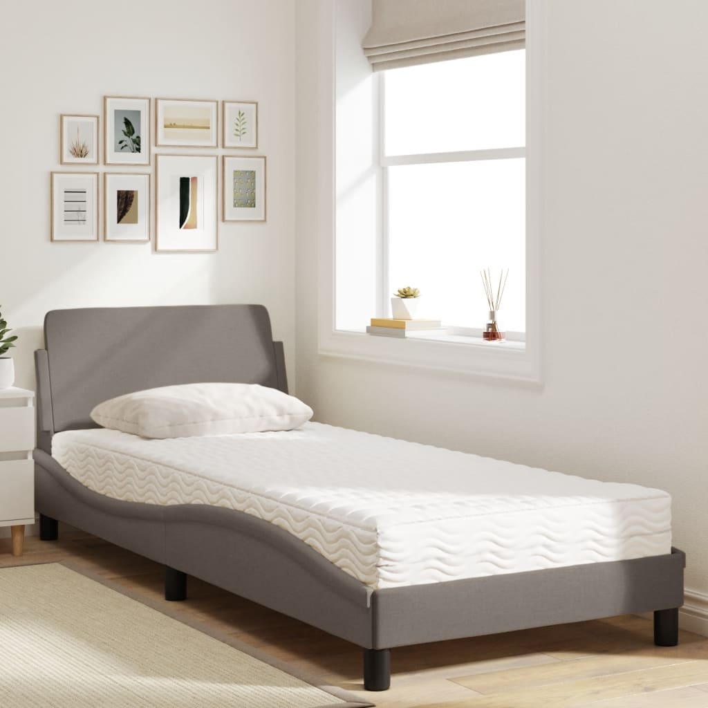 Bed met matras stof taupe 90x190 cm Bedden & bedframes | Creëer jouw Trendy Thuis | Gratis bezorgd & Retour | Trendy.nl