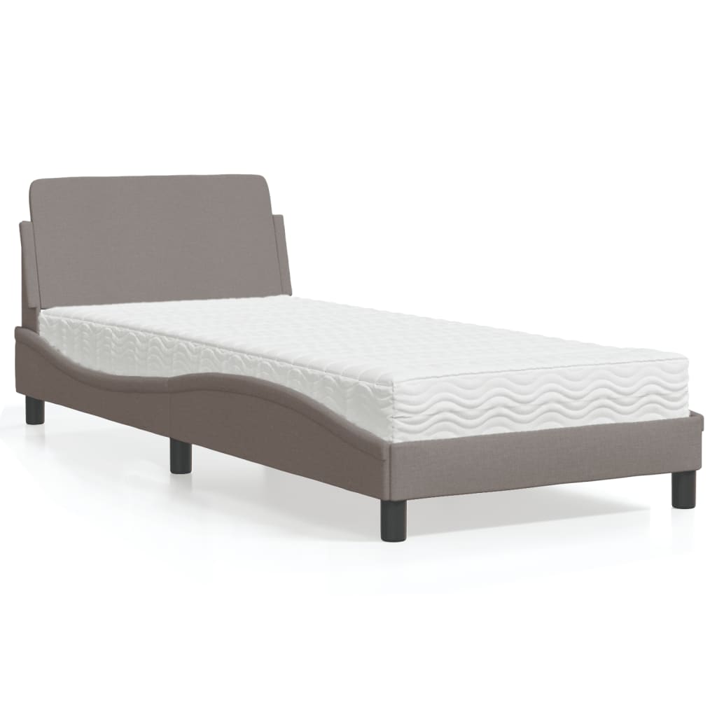 Bed met matras stof taupe 90x190 cm Bedden & bedframes | Creëer jouw Trendy Thuis | Gratis bezorgd & Retour | Trendy.nl