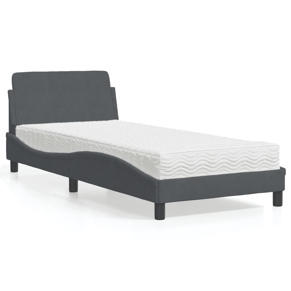 Bed met matras fluweel donkergrijs 90x190 cm Bedden & bedframes | Creëer jouw Trendy Thuis | Gratis bezorgd & Retour | Trendy.nl