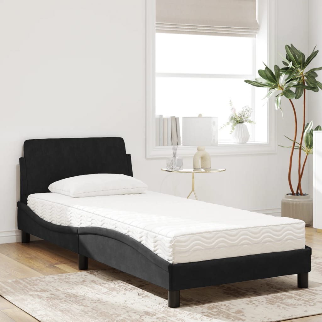 Bed met matras fluweel zwart 90x190 cm Bedden & bedframes | Creëer jouw Trendy Thuis | Gratis bezorgd & Retour | Trendy.nl