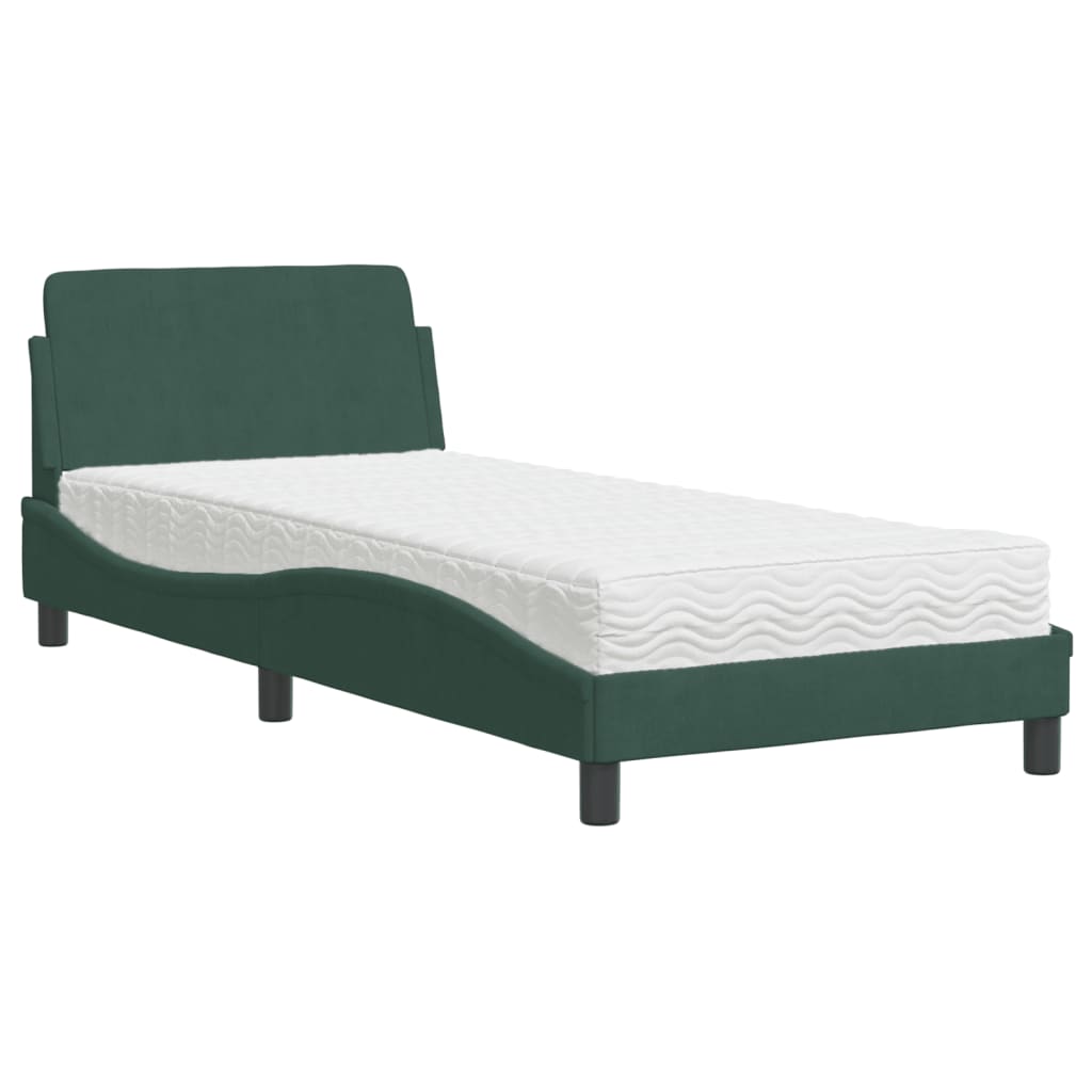 Bed met matras fluweel donkergroen 90x190 cm Bedden & bedframes | Creëer jouw Trendy Thuis | Gratis bezorgd & Retour | Trendy.nl