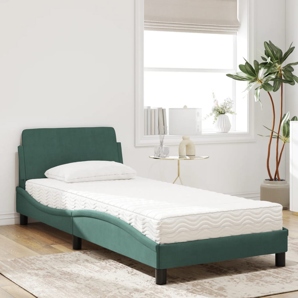 Bed met matras fluweel donkergroen 90x190 cm Bedden & bedframes | Creëer jouw Trendy Thuis | Gratis bezorgd & Retour | Trendy.nl