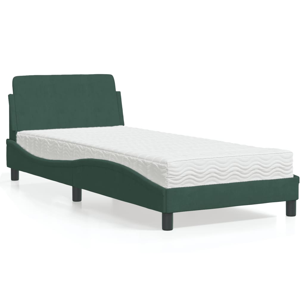 Bed met matras fluweel donkergroen 90x190 cm Bedden & bedframes | Creëer jouw Trendy Thuis | Gratis bezorgd & Retour | Trendy.nl