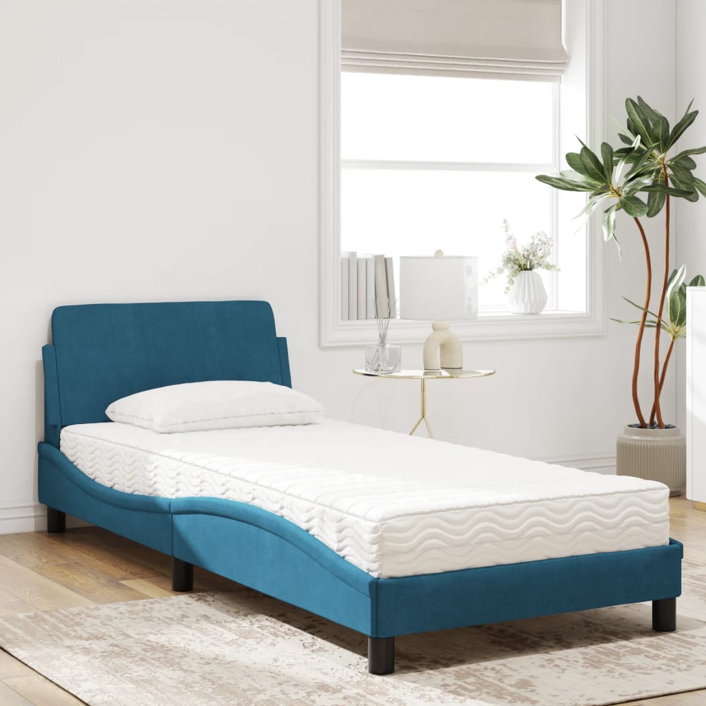 Bed met matras fluweel blauw 90x190 cm Bedden & bedframes | Creëer jouw Trendy Thuis | Gratis bezorgd & Retour | Trendy.nl