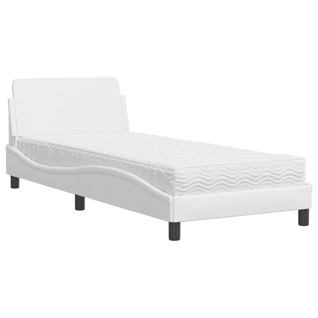 Bed met matras kunstleer wit 90x190 cm Bedden & bedframes | Creëer jouw Trendy Thuis | Gratis bezorgd & Retour | Trendy.nl