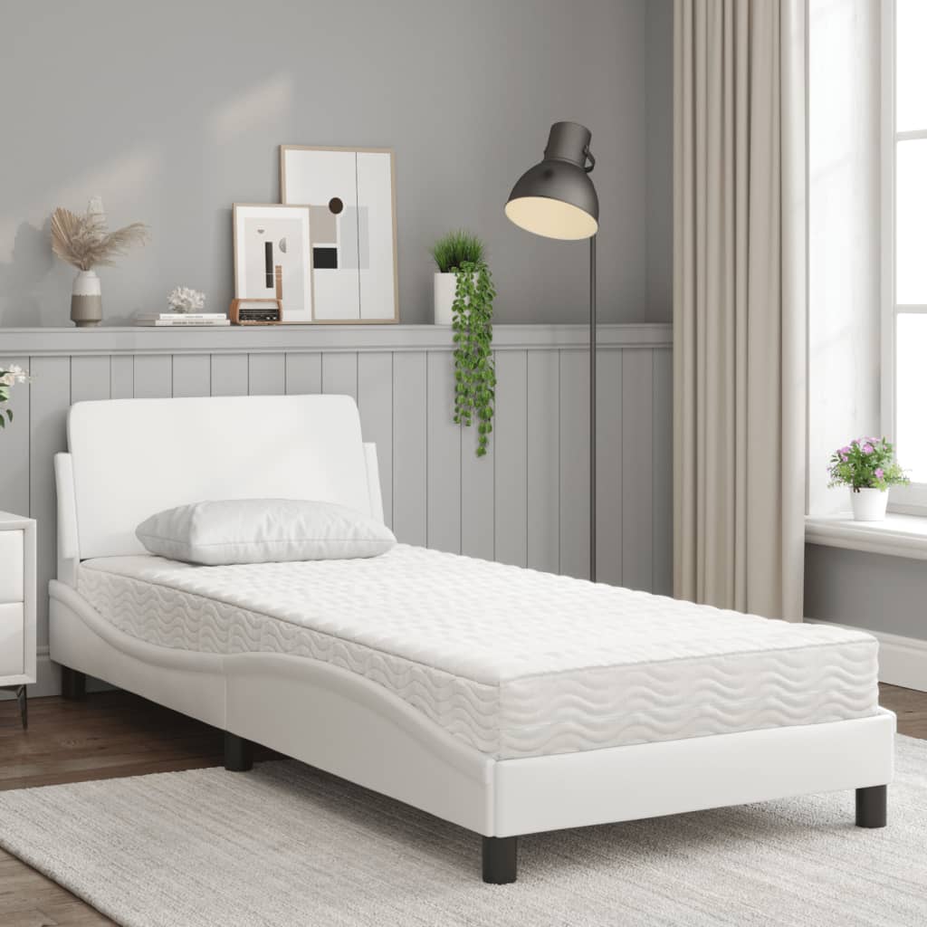 Bed met matras kunstleer wit 90x190 cm Bedden & bedframes | Creëer jouw Trendy Thuis | Gratis bezorgd & Retour | Trendy.nl