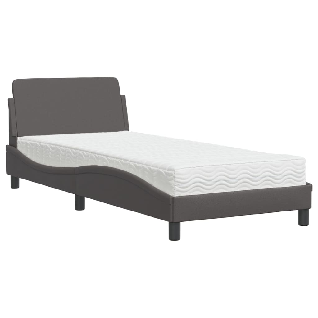 Bed met matras kunstleer grijs 90x190 cm Bedden & bedframes | Creëer jouw Trendy Thuis | Gratis bezorgd & Retour | Trendy.nl