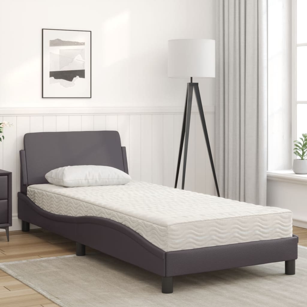 Bed met matras kunstleer grijs 90x190 cm Bedden & bedframes | Creëer jouw Trendy Thuis | Gratis bezorgd & Retour | Trendy.nl