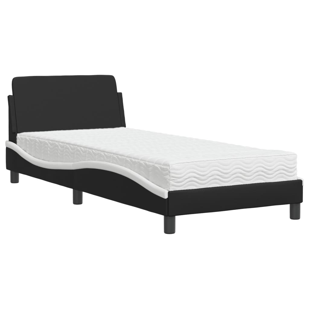 Bed met matras kunstleer zwart en wit 90x190 cm Bedden & bedframes | Creëer jouw Trendy Thuis | Gratis bezorgd & Retour | Trendy.nl