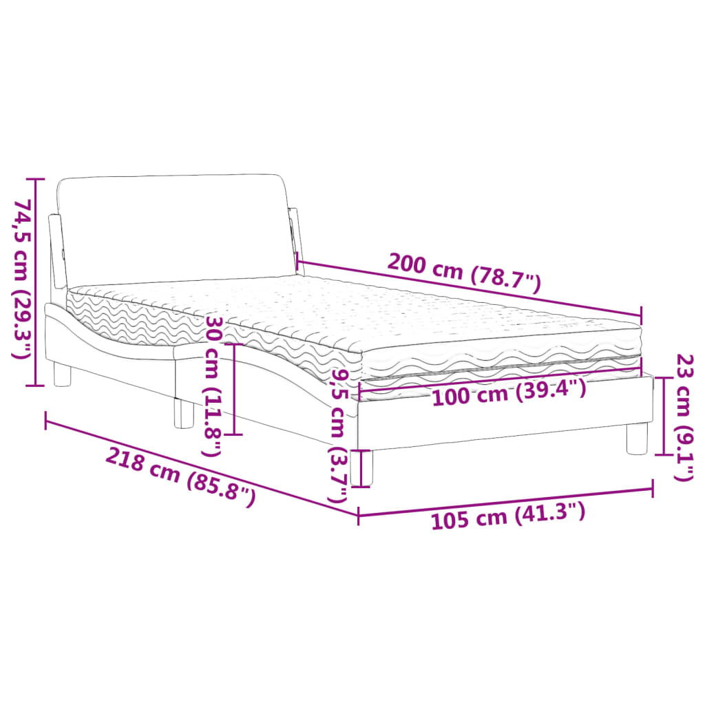 Bed met matras kunstleer zwart 100x200 cm Bedden & bedframes | Creëer jouw Trendy Thuis | Gratis bezorgd & Retour | Trendy.nl