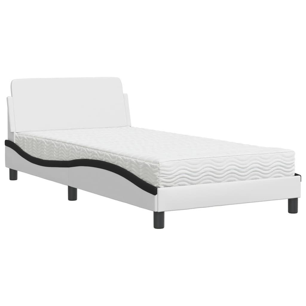 Bed met matras kunstleer wit en zwart 100x200 cm Bedden & bedframes | Creëer jouw Trendy Thuis | Gratis bezorgd & Retour | Trendy.nl