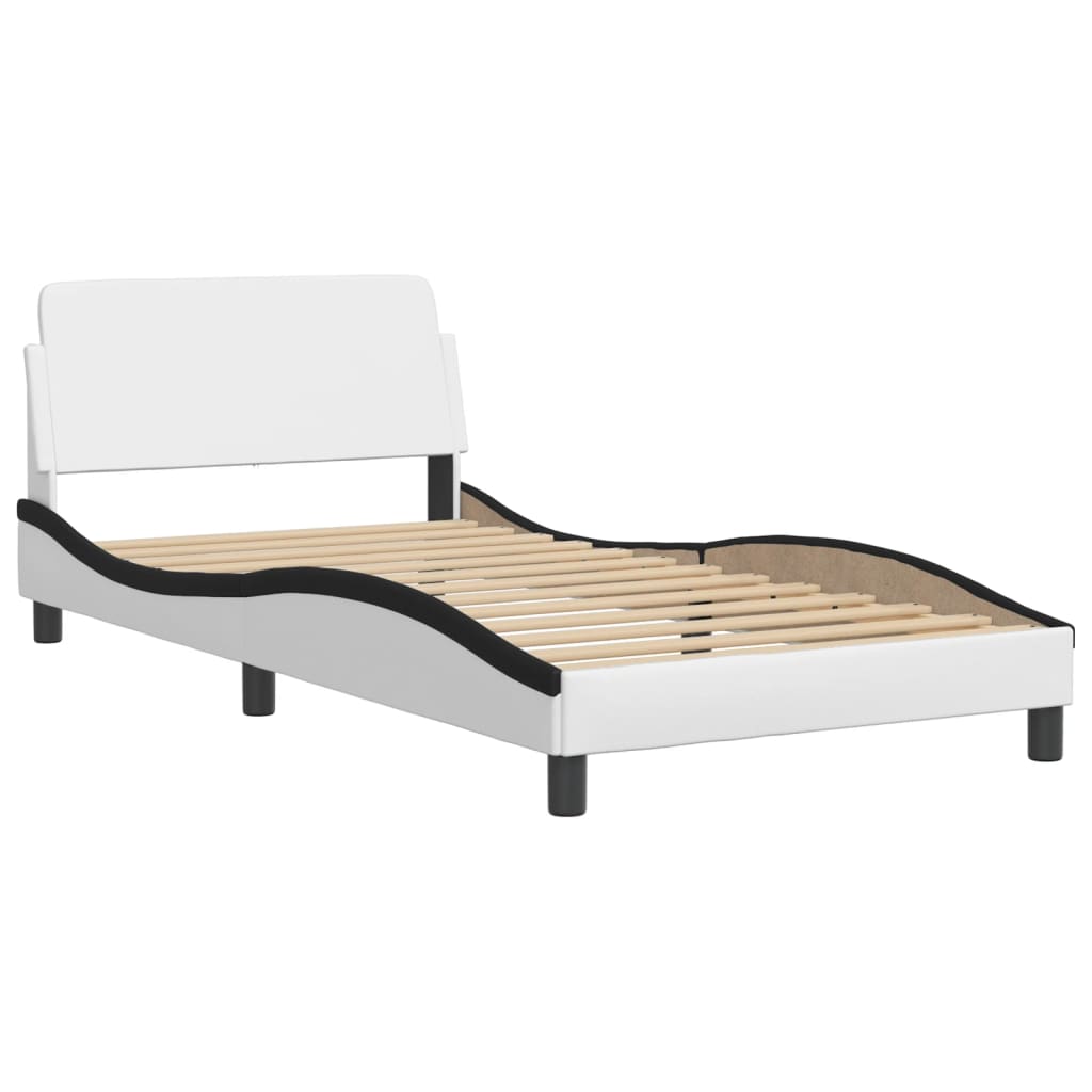 Bed met matras kunstleer wit en zwart 100x200 cm Bedden & bedframes | Creëer jouw Trendy Thuis | Gratis bezorgd & Retour | Trendy.nl