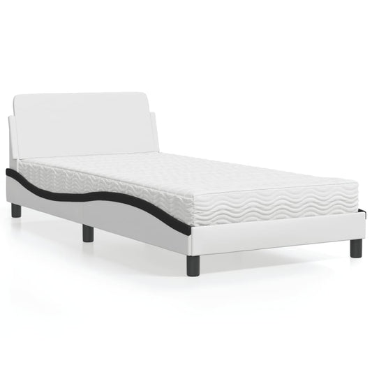 Bed met matras kunstleer wit en zwart 100x200 cm Bedden & bedframes | Creëer jouw Trendy Thuis | Gratis bezorgd & Retour | Trendy.nl