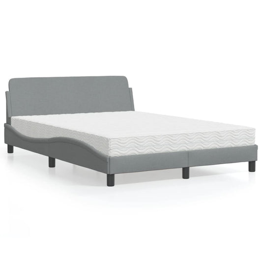 Bed met matras stof lichtgrijs 120x200 cm Bedden & bedframes | Creëer jouw Trendy Thuis | Gratis bezorgd & Retour | Trendy.nl