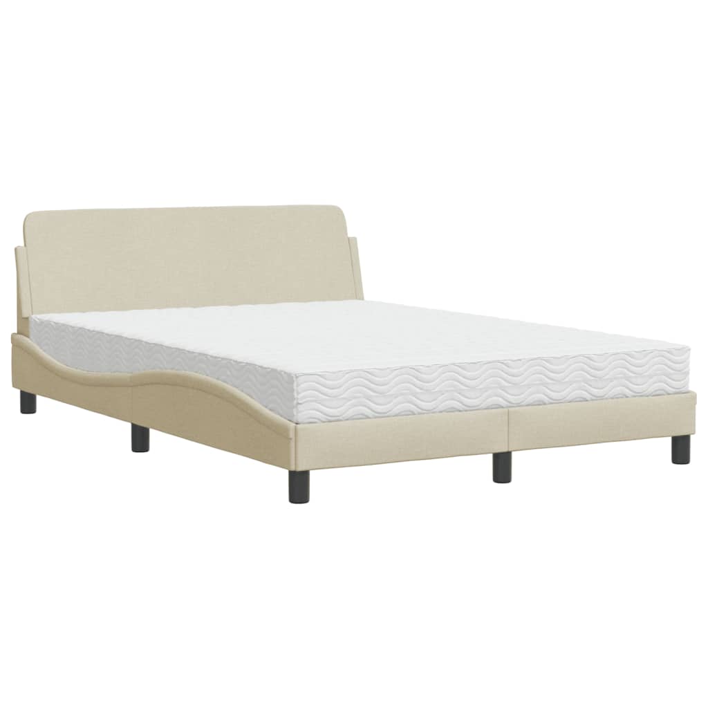 Bed met matras stof crèmekleurig 120x200 cm