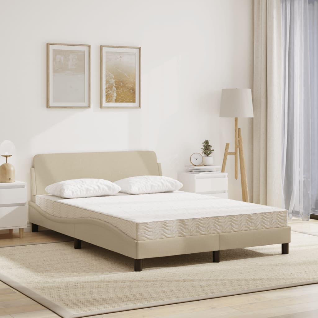 Bed met matras stof crèmekleurig 120x200 cm