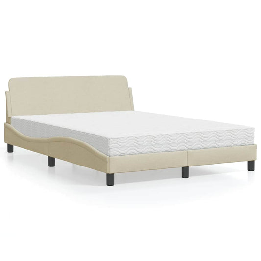 Bed met matras stof crèmekleurig 120x200 cm