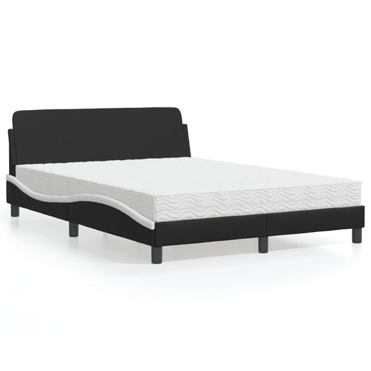 Bed met matras kunstleer zwart en wit 120x200 cm
