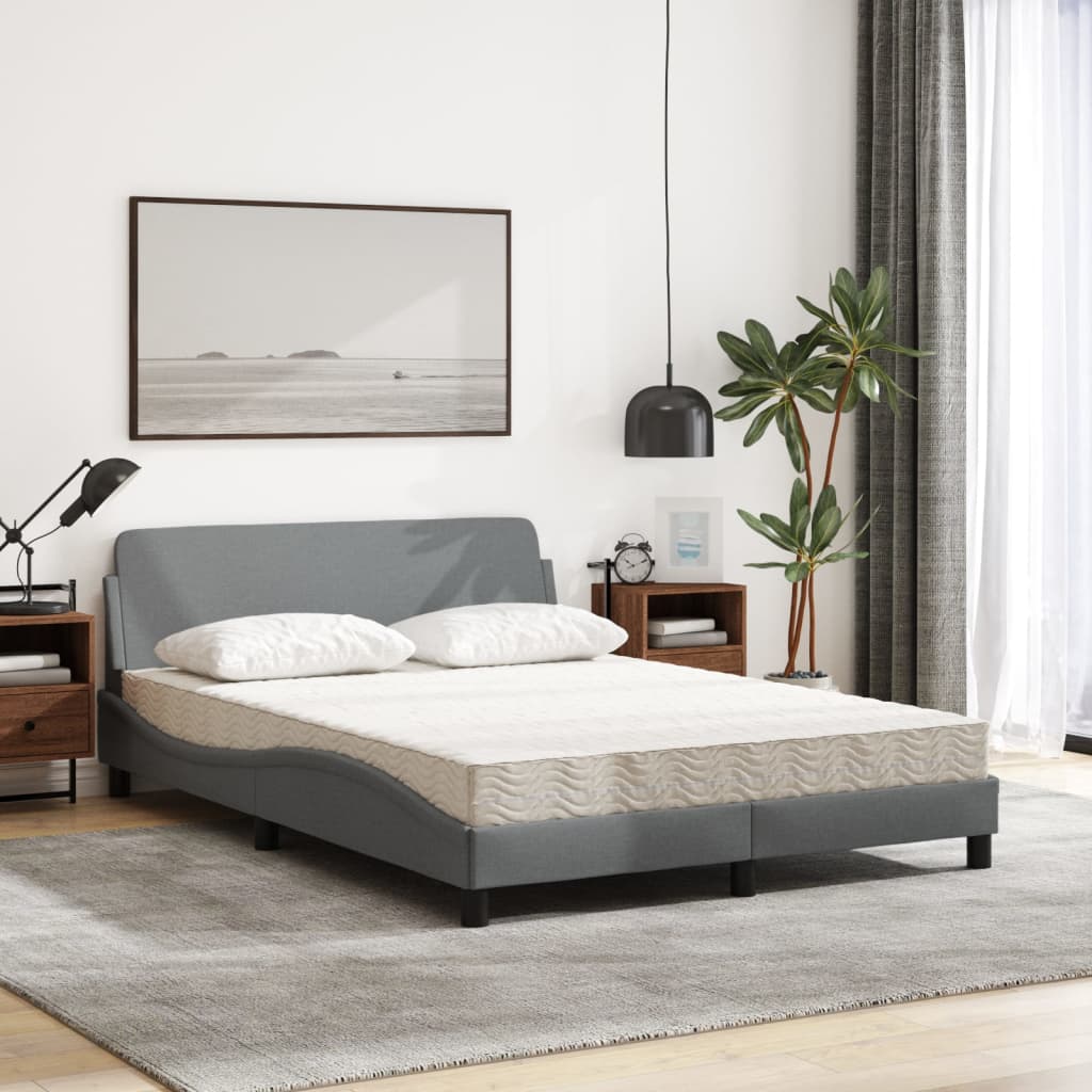 Bed met matras stof lichtgrijs 140x190 cm Bedden & bedframes | Creëer jouw Trendy Thuis | Gratis bezorgd & Retour | Trendy.nl