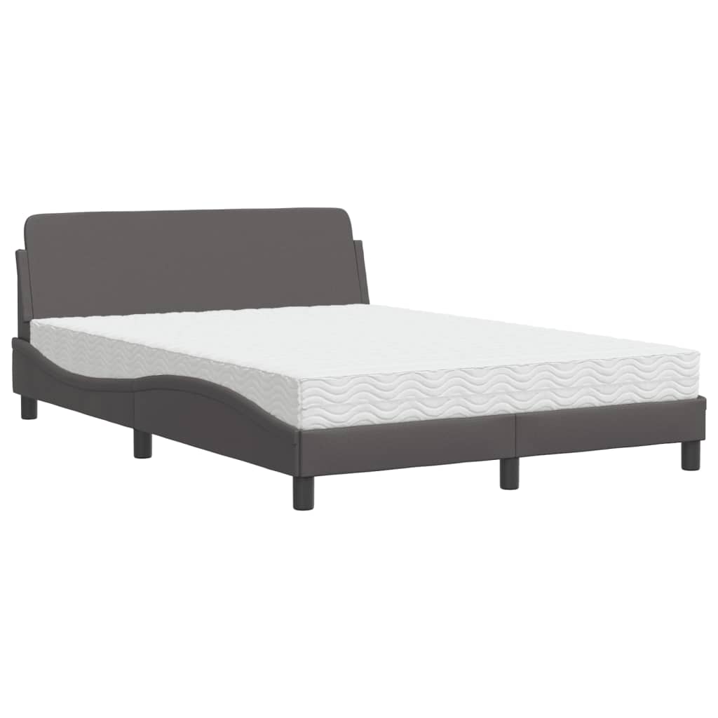 Bed met matras kunstleer grijs 140x200 cm Bedden & bedframes | Creëer jouw Trendy Thuis | Gratis bezorgd & Retour | Trendy.nl