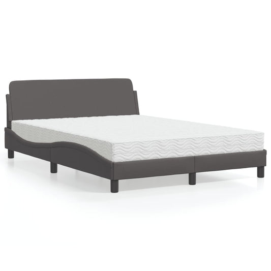 Bed met matras kunstleer grijs 140x200 cm Bedden & bedframes | Creëer jouw Trendy Thuis | Gratis bezorgd & Retour | Trendy.nl