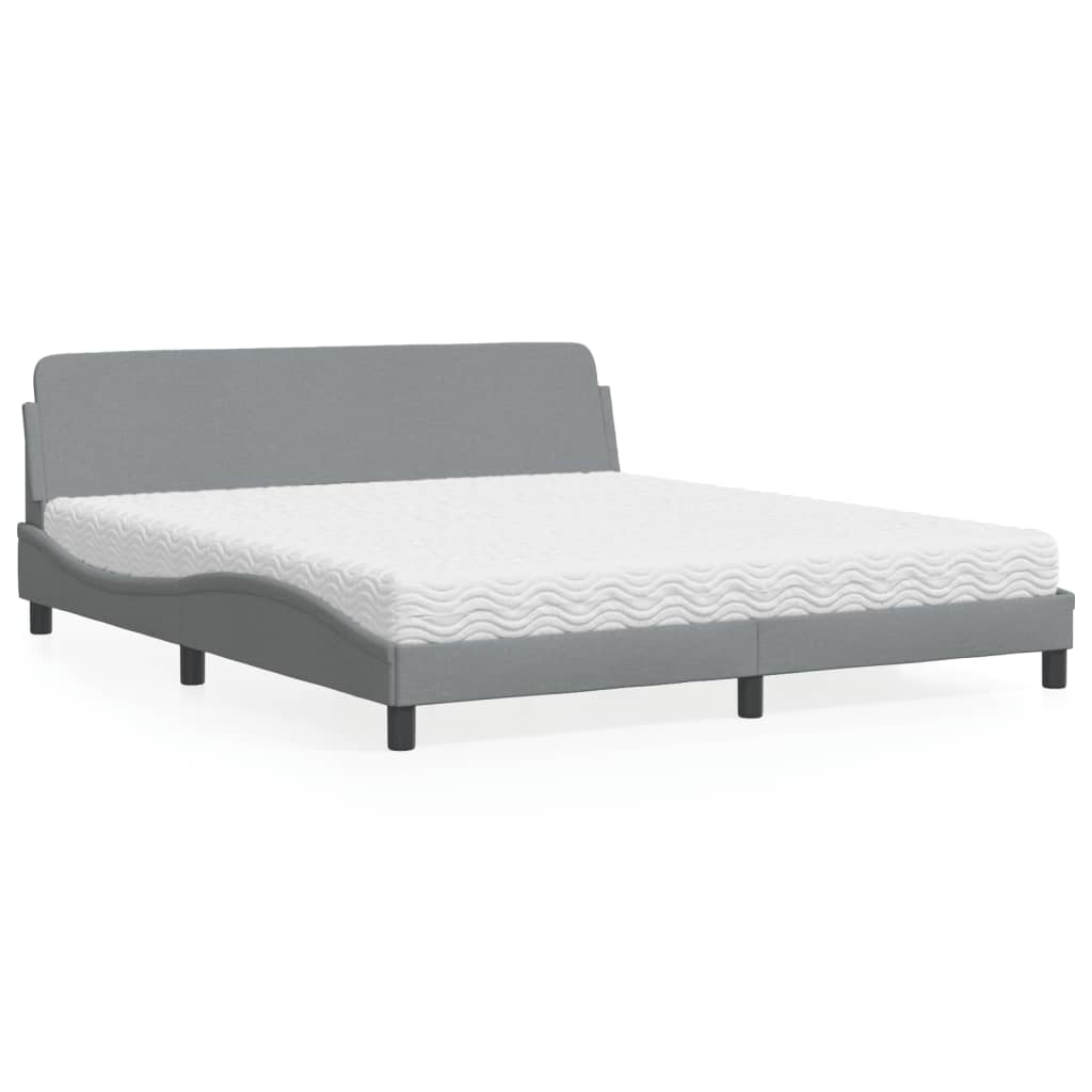 Bed met matras stof lichtgrijs 180x200 cm Bedden & bedframes | Creëer jouw Trendy Thuis | Gratis bezorgd & Retour | Trendy.nl