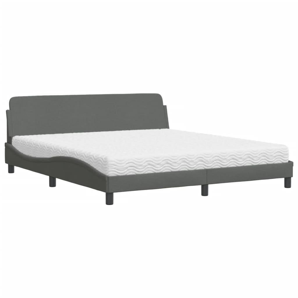 Bed met matras stof donkergrijs 180x200 cm Bedden & bedframes | Creëer jouw Trendy Thuis | Gratis bezorgd & Retour | Trendy.nl