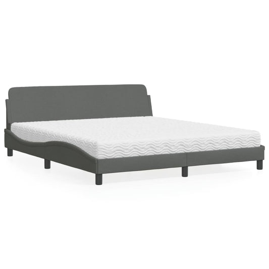 Bed met matras stof donkergrijs 180x200 cm Bedden & bedframes | Creëer jouw Trendy Thuis | Gratis bezorgd & Retour | Trendy.nl