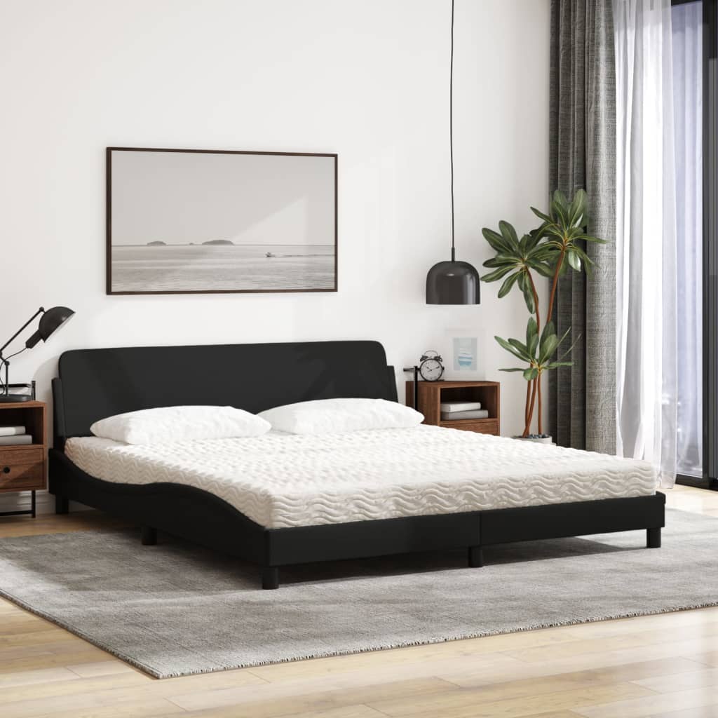 Bed met matras stof zwart 180x200 cm Bedden & bedframes | Creëer jouw Trendy Thuis | Gratis bezorgd & Retour | Trendy.nl