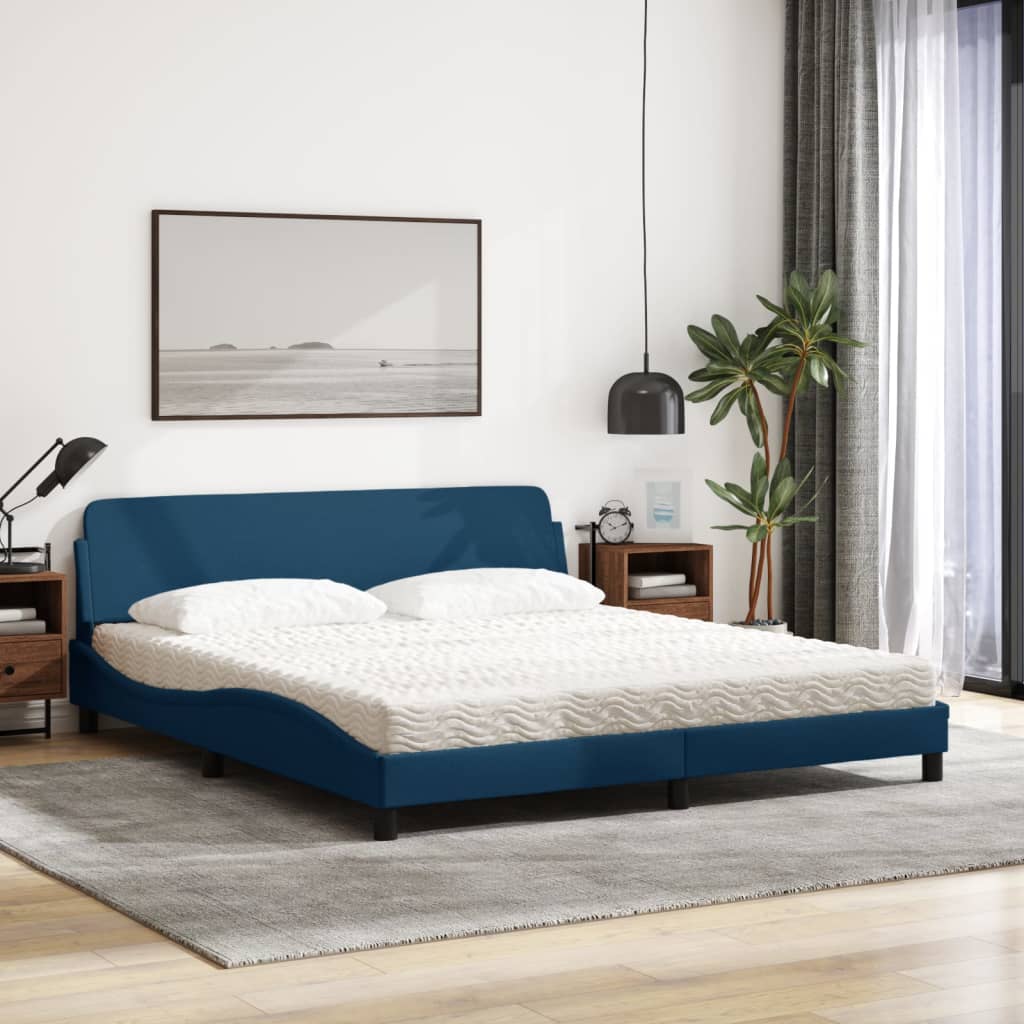 Bed met matras stof blauw 180x200 cm Bedden & bedframes | Creëer jouw Trendy Thuis | Gratis bezorgd & Retour | Trendy.nl