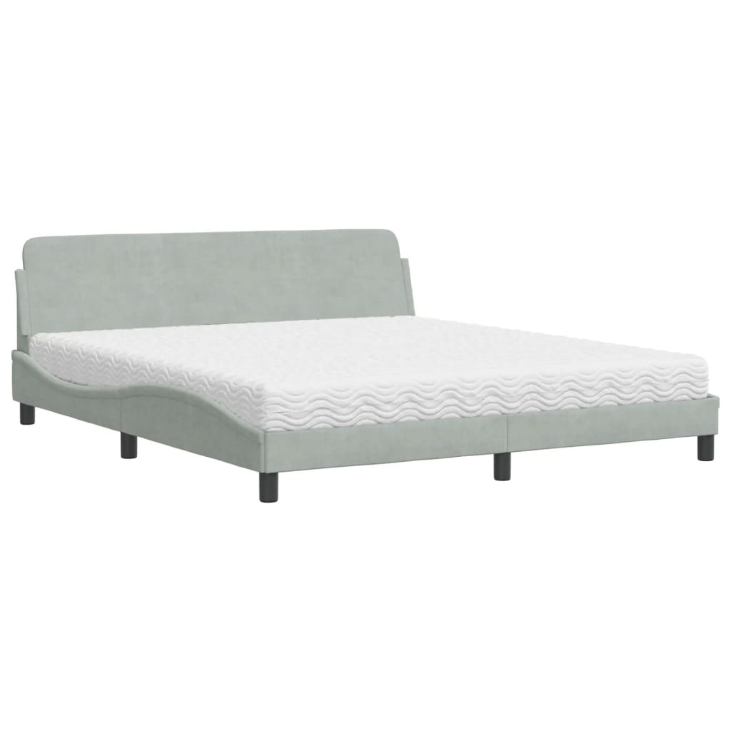 Bed met matras fluweel lichtgrijs 180x200 cm Bedden & bedframes | Creëer jouw Trendy Thuis | Gratis bezorgd & Retour | Trendy.nl