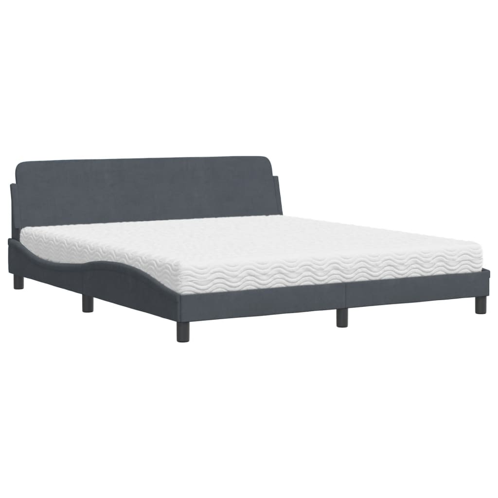 Bed met matras fluweel donkergrijs 180x200 cm Bedden & bedframes | Creëer jouw Trendy Thuis | Gratis bezorgd & Retour | Trendy.nl