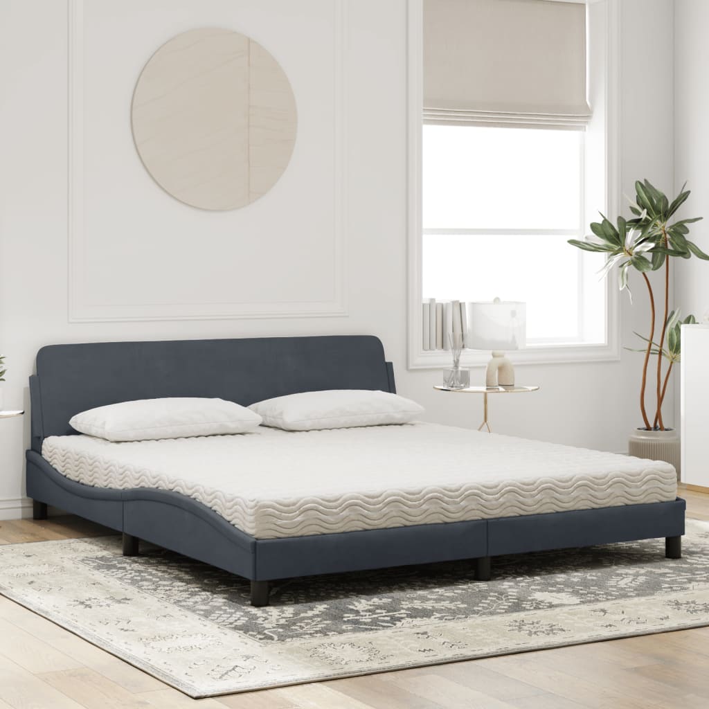 Bed met matras fluweel donkergrijs 180x200 cm Bedden & bedframes | Creëer jouw Trendy Thuis | Gratis bezorgd & Retour | Trendy.nl