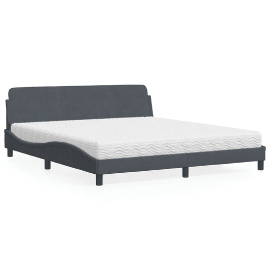 Bed met matras fluweel donkergrijs 180x200 cm Bedden & bedframes | Creëer jouw Trendy Thuis | Gratis bezorgd & Retour | Trendy.nl