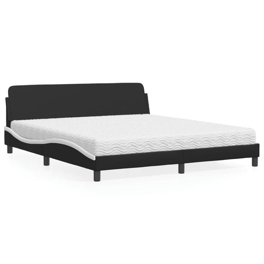 Bed met matras kunstleer zwart en wit 180x200 cm Bedden & bedframes | Creëer jouw Trendy Thuis | Gratis bezorgd & Retour | Trendy.nl