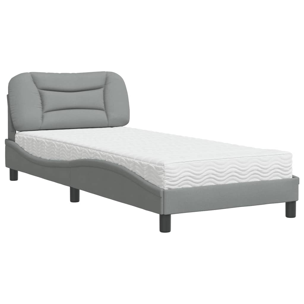 Bed met matras stof lichtgrijs 90x190 cm Bedden & bedframes | Creëer jouw Trendy Thuis | Gratis bezorgd & Retour | Trendy.nl