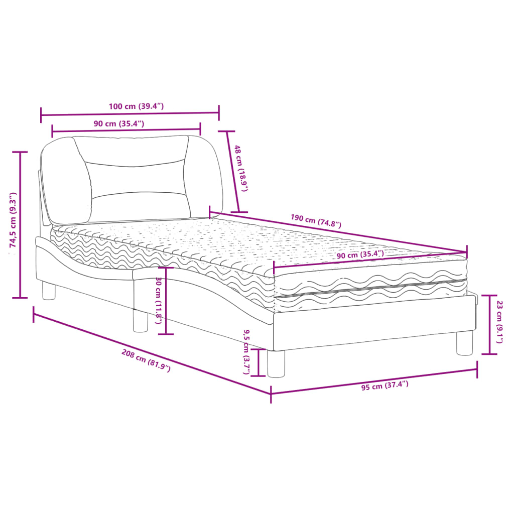 Bed met matras stof lichtgrijs 90x190 cm Bedden & bedframes | Creëer jouw Trendy Thuis | Gratis bezorgd & Retour | Trendy.nl