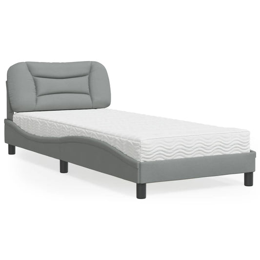 Bed met matras stof lichtgrijs 90x190 cm Bedden & bedframes | Creëer jouw Trendy Thuis | Gratis bezorgd & Retour | Trendy.nl