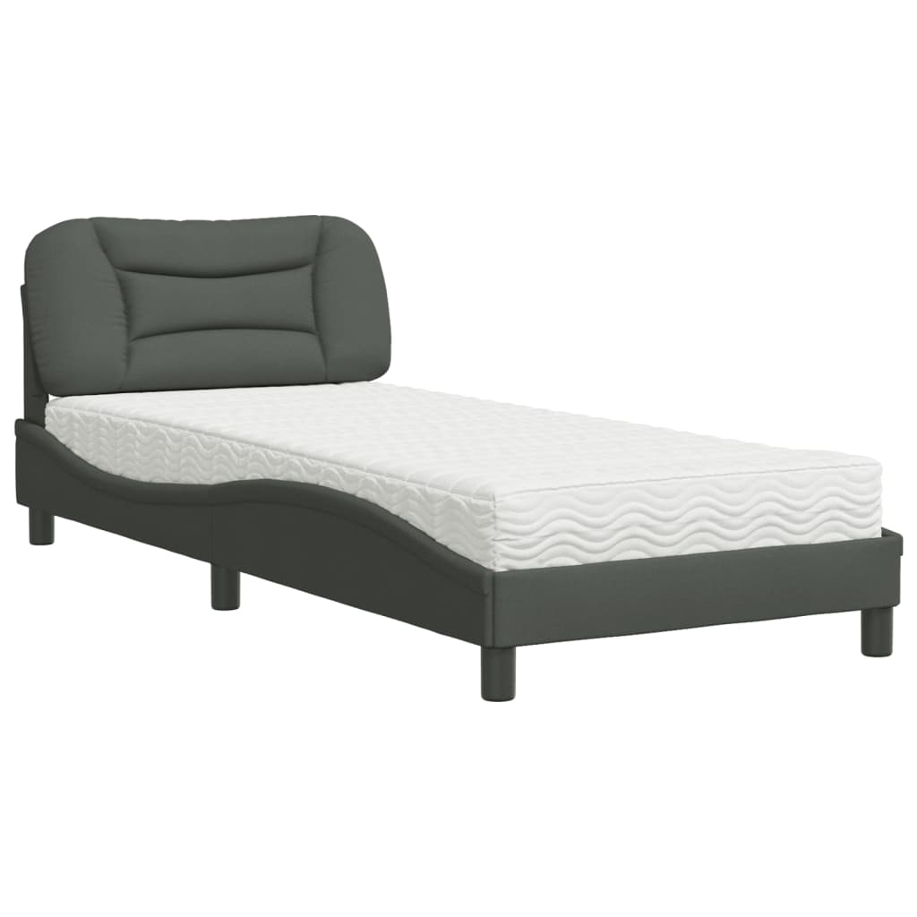 Bed met matras stof donkergrijs 90x190 cm Bedden & bedframes | Creëer jouw Trendy Thuis | Gratis bezorgd & Retour | Trendy.nl