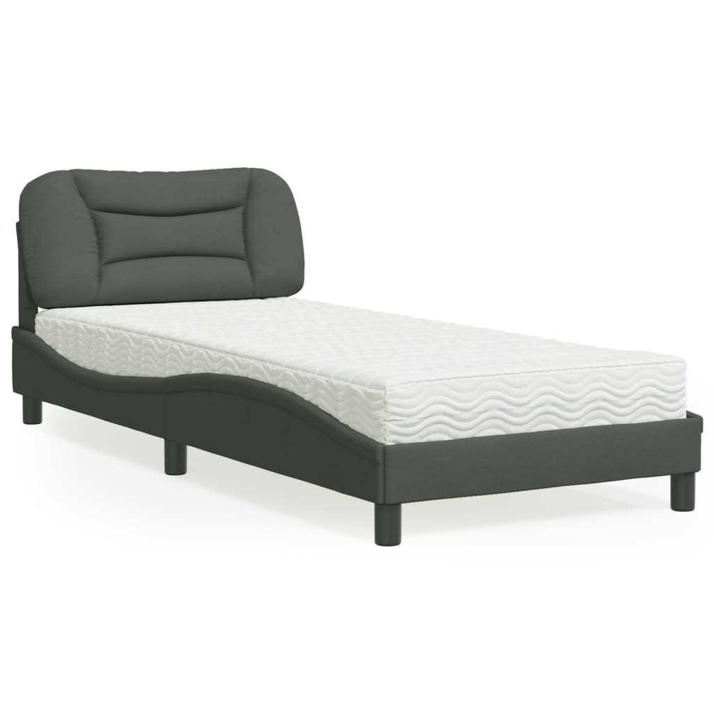 Bed met matras stof donkergrijs 90x190 cm Bedden & bedframes | Creëer jouw Trendy Thuis | Gratis bezorgd & Retour | Trendy.nl