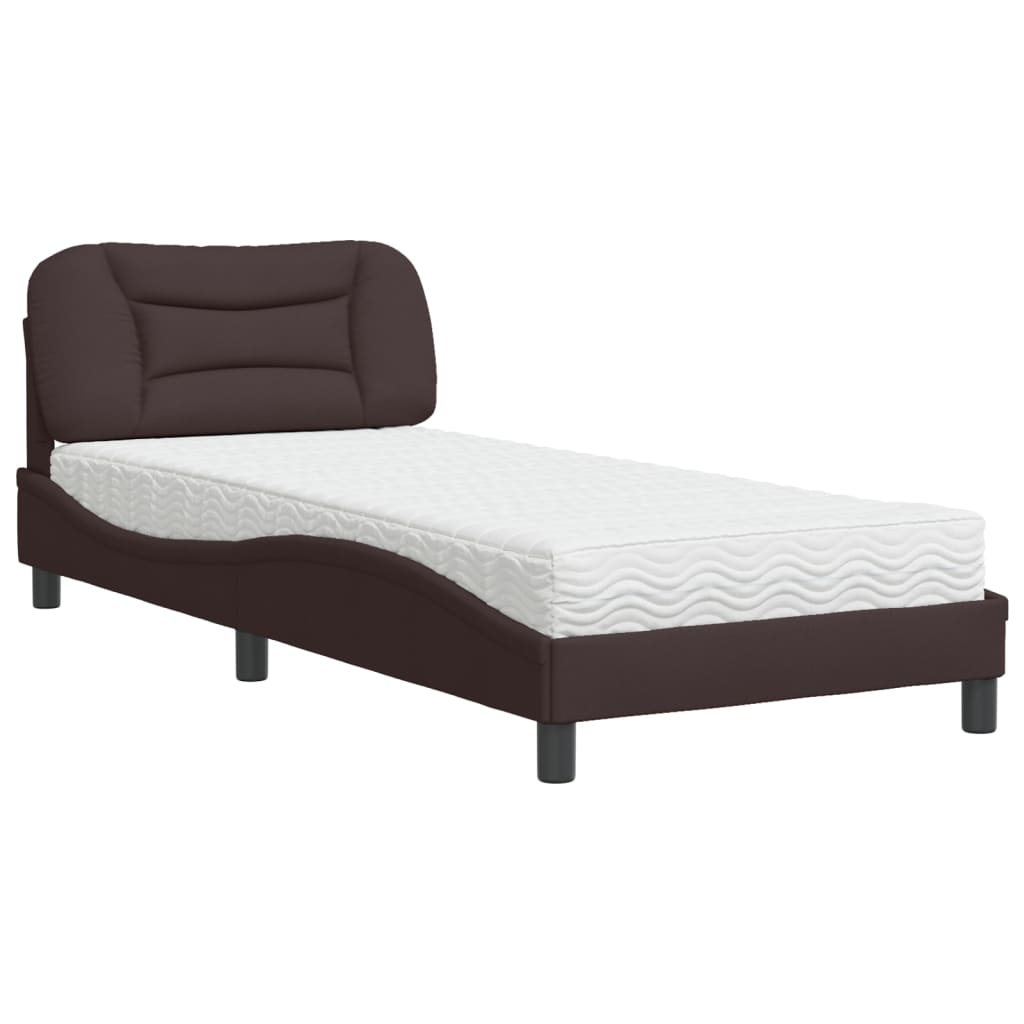 Bed met matras stof donkerbruin 90x190 cm Bedden & bedframes | Creëer jouw Trendy Thuis | Gratis bezorgd & Retour | Trendy.nl