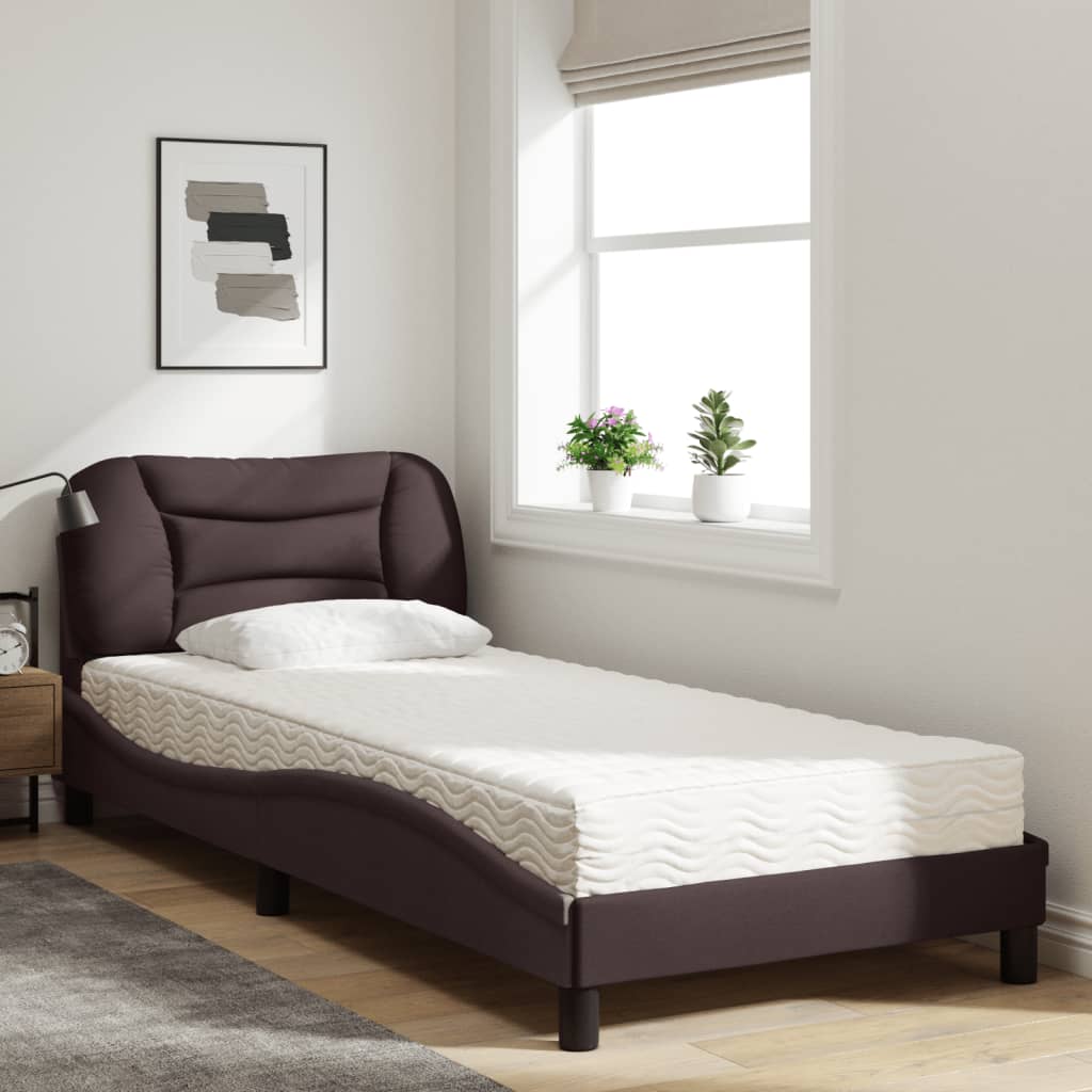 Bed met matras stof donkerbruin 90x190 cm Bedden & bedframes | Creëer jouw Trendy Thuis | Gratis bezorgd & Retour | Trendy.nl