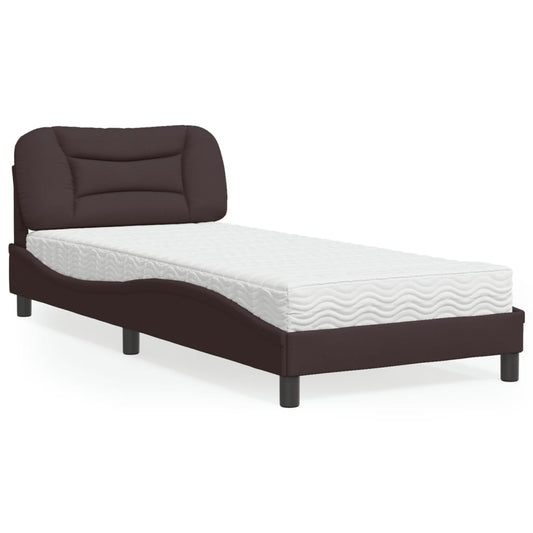 Bed met matras stof donkerbruin 90x190 cm Bedden & bedframes | Creëer jouw Trendy Thuis | Gratis bezorgd & Retour | Trendy.nl