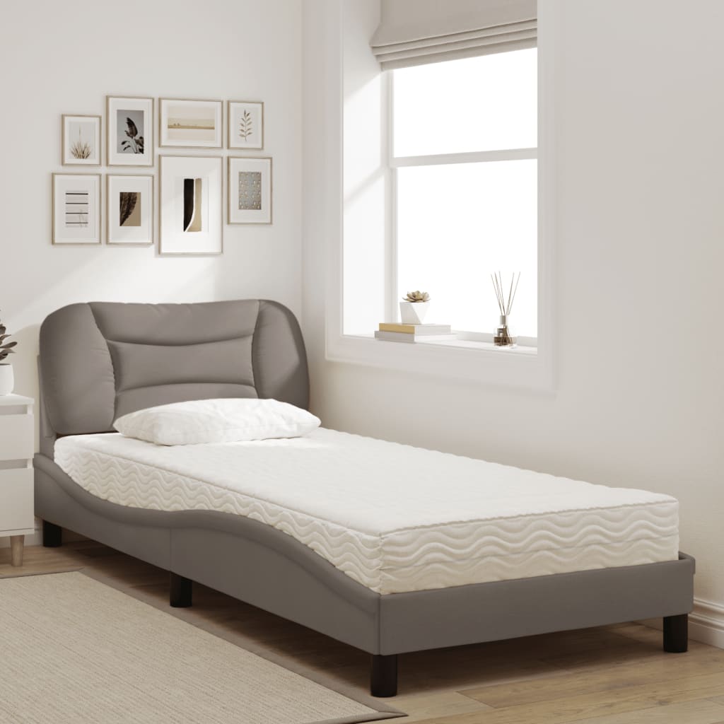 Bed met matras stof taupe 90x190 cm Bedden & bedframes | Creëer jouw Trendy Thuis | Gratis bezorgd & Retour | Trendy.nl