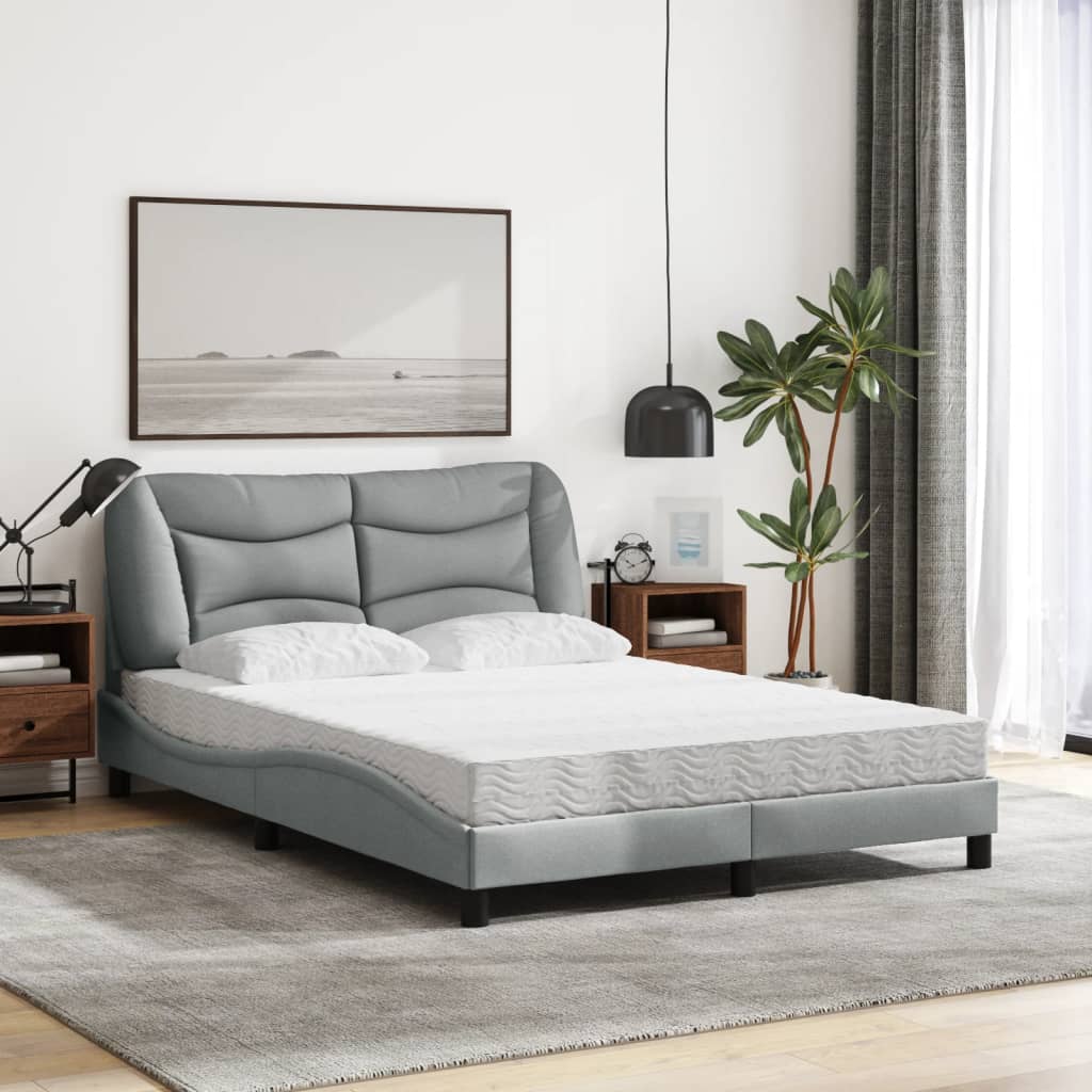 Bed met matras stof lichtgrijs 120x200 cm Bedden & bedframes | Creëer jouw Trendy Thuis | Gratis bezorgd & Retour | Trendy.nl