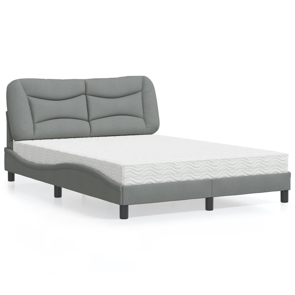 Bed met matras stof lichtgrijs 120x200 cm Bedden & bedframes | Creëer jouw Trendy Thuis | Gratis bezorgd & Retour | Trendy.nl