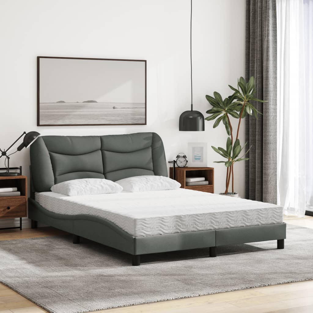 Bed met matras stof donkergrijs 120x200 cm Bedden & bedframes | Creëer jouw Trendy Thuis | Gratis bezorgd & Retour | Trendy.nl