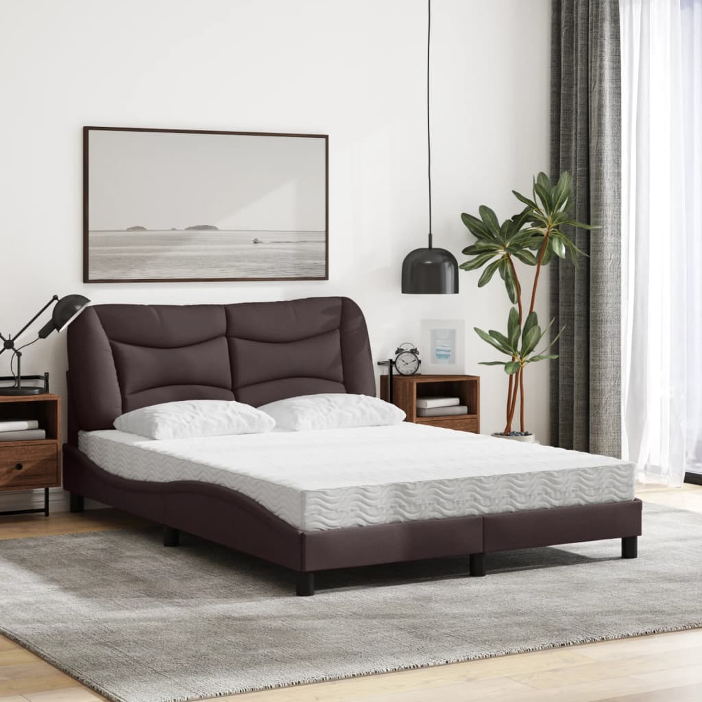 Bed met matras stof donkerbruin 120x200 cm Bedden & bedframes | Creëer jouw Trendy Thuis | Gratis bezorgd & Retour | Trendy.nl