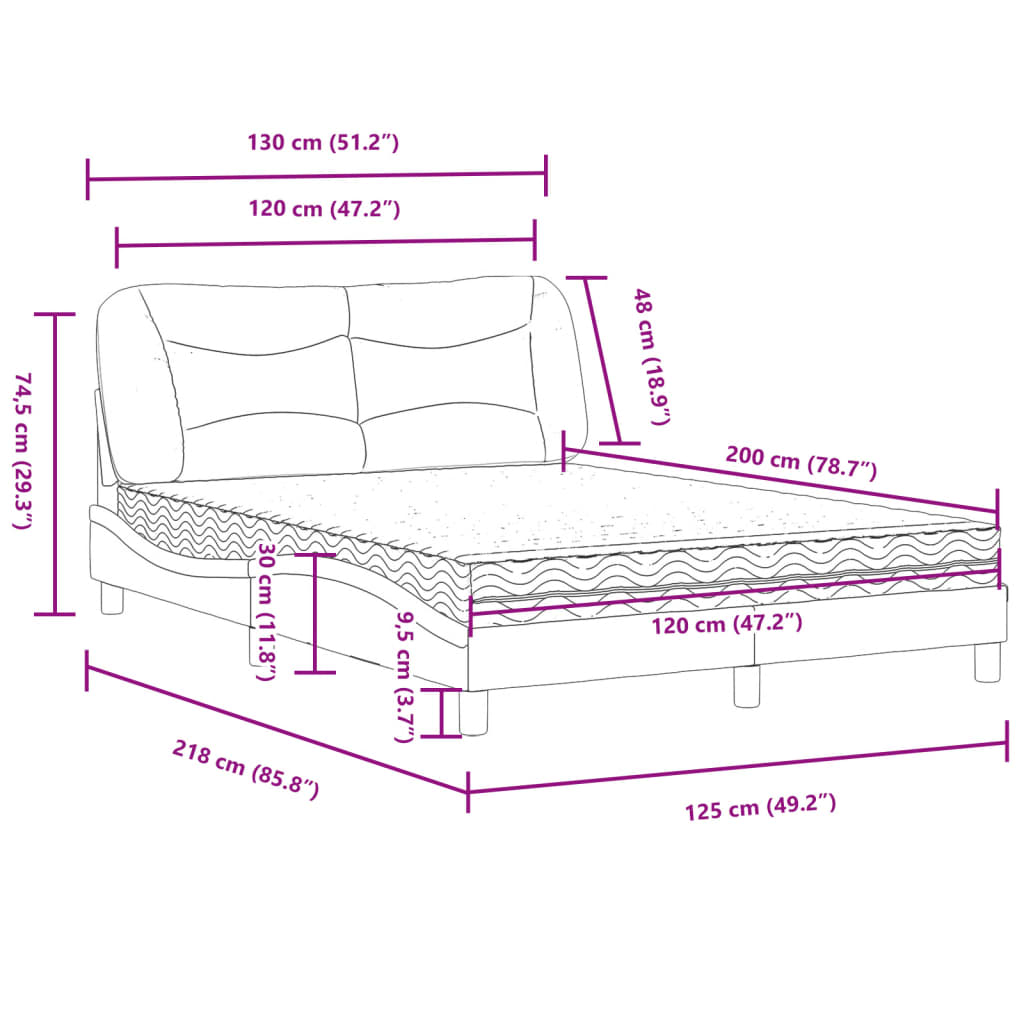 Bed met matras stof donkerbruin 120x200 cm Bedden & bedframes | Creëer jouw Trendy Thuis | Gratis bezorgd & Retour | Trendy.nl